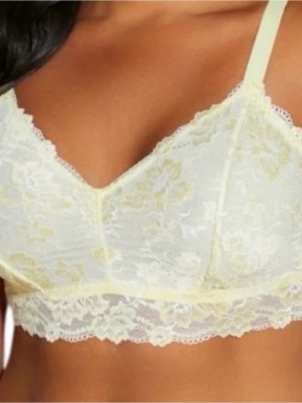 Cosabella Savona Lace Bralette in Pale Yellow Curvy Large Bra mignonette white